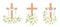 Cross with lilies. Religious  Easter Symbol. Colorful set. Vector