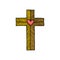 Cross of the Lord and Savior Jesus Christ with a heart, drawn by hand. Christian and biblical symbols