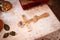 Cross lying on the table in the church