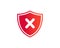 Cross mark icon. Deny, close, wrong mark symbol. Negative check mark logo flat icon with shield concept