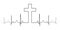 Cross mark symbol Christian faith, a vector single line, the cross and the pulse heart beats, the excitement of religion