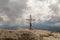 cross on mauntain top. Passo Pordoi. Dolomites Alps. South Tyrol. Italy