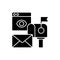 Cross media Marketing black glyph icon