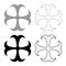 Cross monogram dokonstantinovsky Symbol of the Apostle anchor Hope sign Religious cross icon set black color vector illustration