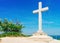 Cross monument at Adriatic sea in the Strunjan