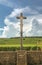 Cross overlooking vineyard in Burgundy