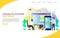 Cross-platform software landing page website vector template