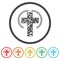 Cross religious Funeral design icons in color circle buttons