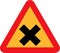Cross road traffic sign vector drawing. graphics of triangular hazard road sign for cross road.