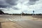 Cross roads in abandoned estate building site, Valencia region, Spain