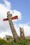 Cross, roadside calvary of wood, trunk