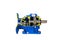 Cross section show detail cogs bearing and other inside of worm helical bevel gear or reduce gearbox for industrial isolated on