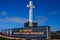 Cross and sign atop Mount Soledad in La Jolla, California