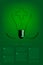 Cross sign shape broken Incandescent light bulb switch off set Medical organization concept, illustration isolated glow in green