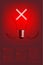 Cross sign shape broken Incandescent light bulb switch on set Wrong idea concept, illustration isolated glow in red gradient