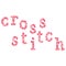 Cross stitch text words composition made cross stitching vector illustration. Title for blog, website. Fashion fabric slogan.