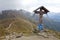 Cross on the summit, mountain Helm, South Tyrol, Italy