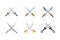 Cross sword icon set, flat style