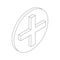 Cross symbol icon, isometric 3d style