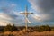 Cross under dramatic sky on the Easter pilgrimage route to Chimayo, New Mexico