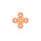 Cross vector icon. Cross unusual shape. Innovative medical technology orange sign from circles. Medical equipment