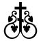 Cross vine Cross monogram Symbol secret communion sign Religious cross anchors icon black color vector illustration flat style