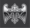 Cross with wings gunmetal chrome Vector Icon