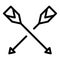 Crossed arrows icon outline vector. Archery bow