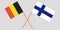 The crossed Belgium and Finland flags. Official colors. Vector