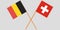 The crossed belgium and Switzerland flags. Official colors. Vector