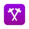 Crossed blacksmith hammer icon digital purple