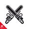 Crossed chainsaws vector glyph icon