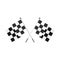 Crossed chequered flags icon, flat style