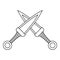 Crossed daggers icon, outline style