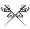 Crossed epee swords black and white vector