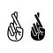 Crossed fingers hand gesture icon