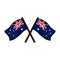 Crossed flag poles australia, hand drawn line with digital color, vector illustration