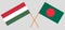 Crossed flags of Bangladesh and Hungary