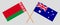 Crossed flags of Belarus and Australia