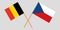 Crossed flags of Czech Republic and Belgium. Official colors. Correct proportion. Vector