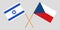 Crossed flags of Czech Republic and Israel. Official colors. Correct proportion. Vector