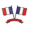 crossed flags french nation banner symbol