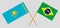 Crossed flags of Kazakhstan and Brazil