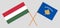 Crossed flags of Kosovo and Hungary