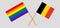 Crossed flags of LGBT and Belgium