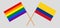 Crossed flags of LGBT and Colombia