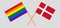Crossed flags of LGBT and Denmark