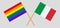 Crossed flags of LGBT and Italy