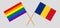 Crossed flags of LGBT and Romania