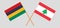 Crossed flags of Mauritius and Lebanon